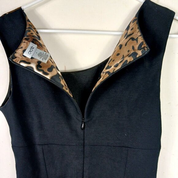 Cache Sheath Dress Womens 6 Black Leopard Print Belted Y2K Glam Cocktail Luxury - Picture 7 of 10